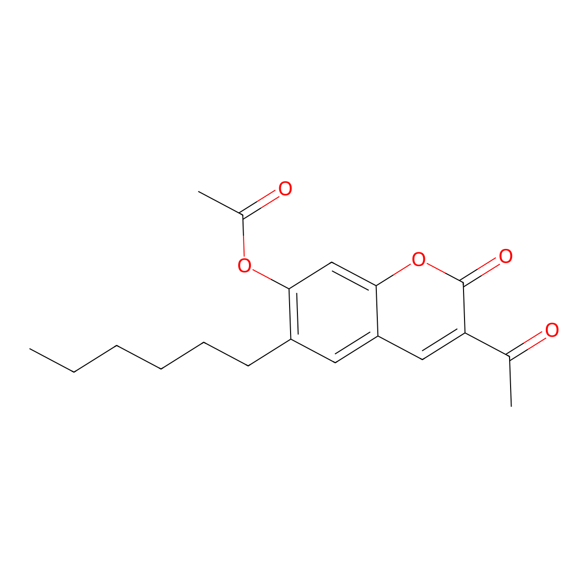 3-acetyl-6-hexyl-2-oxo-2H-chromen-7-yl acetate molecular structure, CAS 313372-10-0