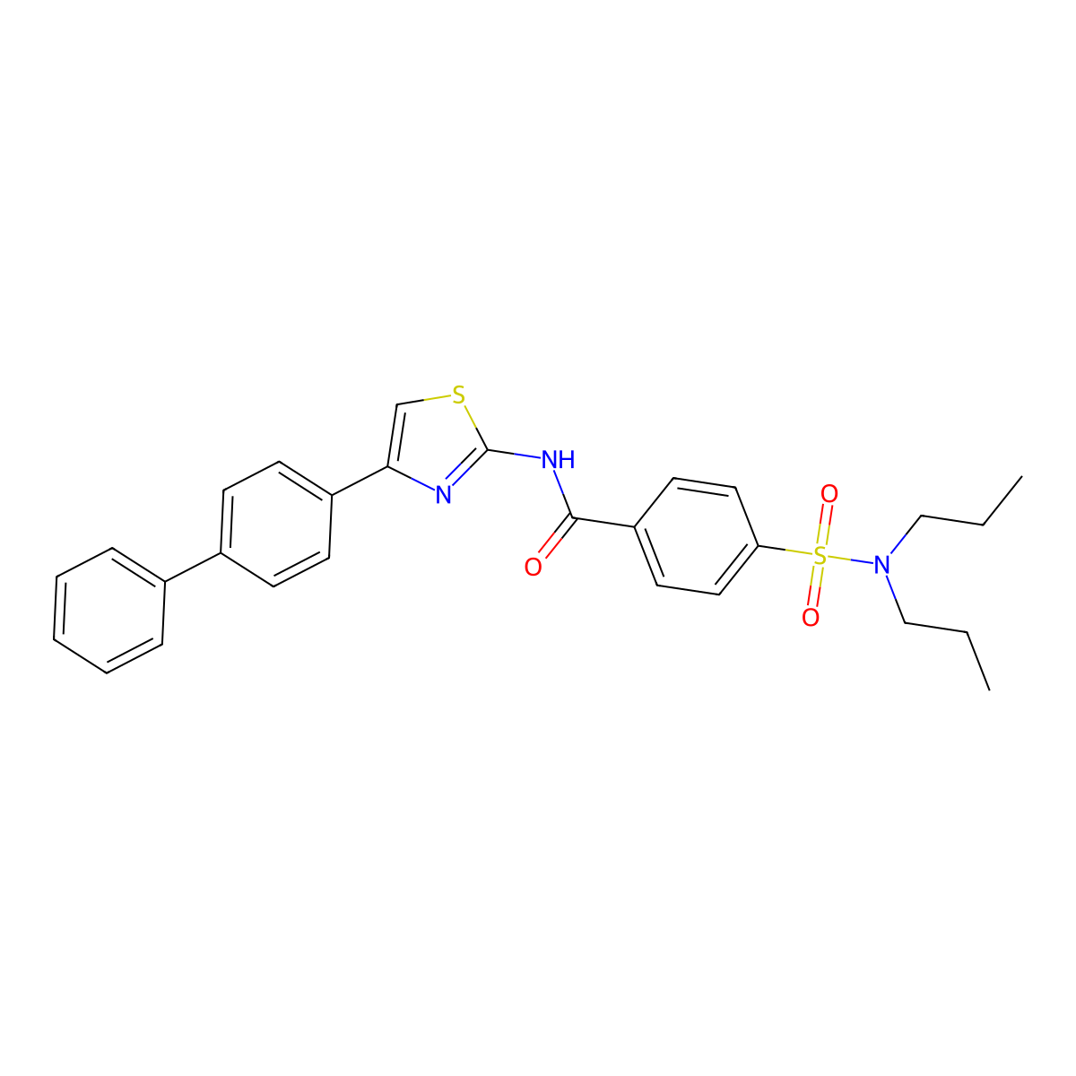 N-(4-([1,1'-biphenyl]-4-yl)thiazol-2-yl)-4-(N,N-dipropylsulfamoyl)benzamide molecular structure, CAS 313372-73-5
