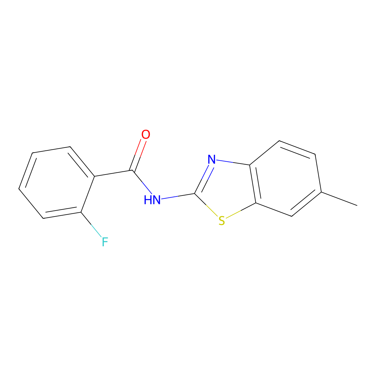 2-fluoro-N-(6-methyl-1,3-benzothiazol-2-yl)benzamide molecular structure, CAS 313372-93-9