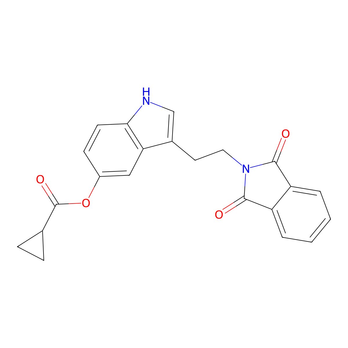 3-(2-(1,3-dioxoisoindolin-2-yl)ethyl)-1H-indol-5-yl cyclopropanecarboxylate molecular structure, CAS 313373-76-1