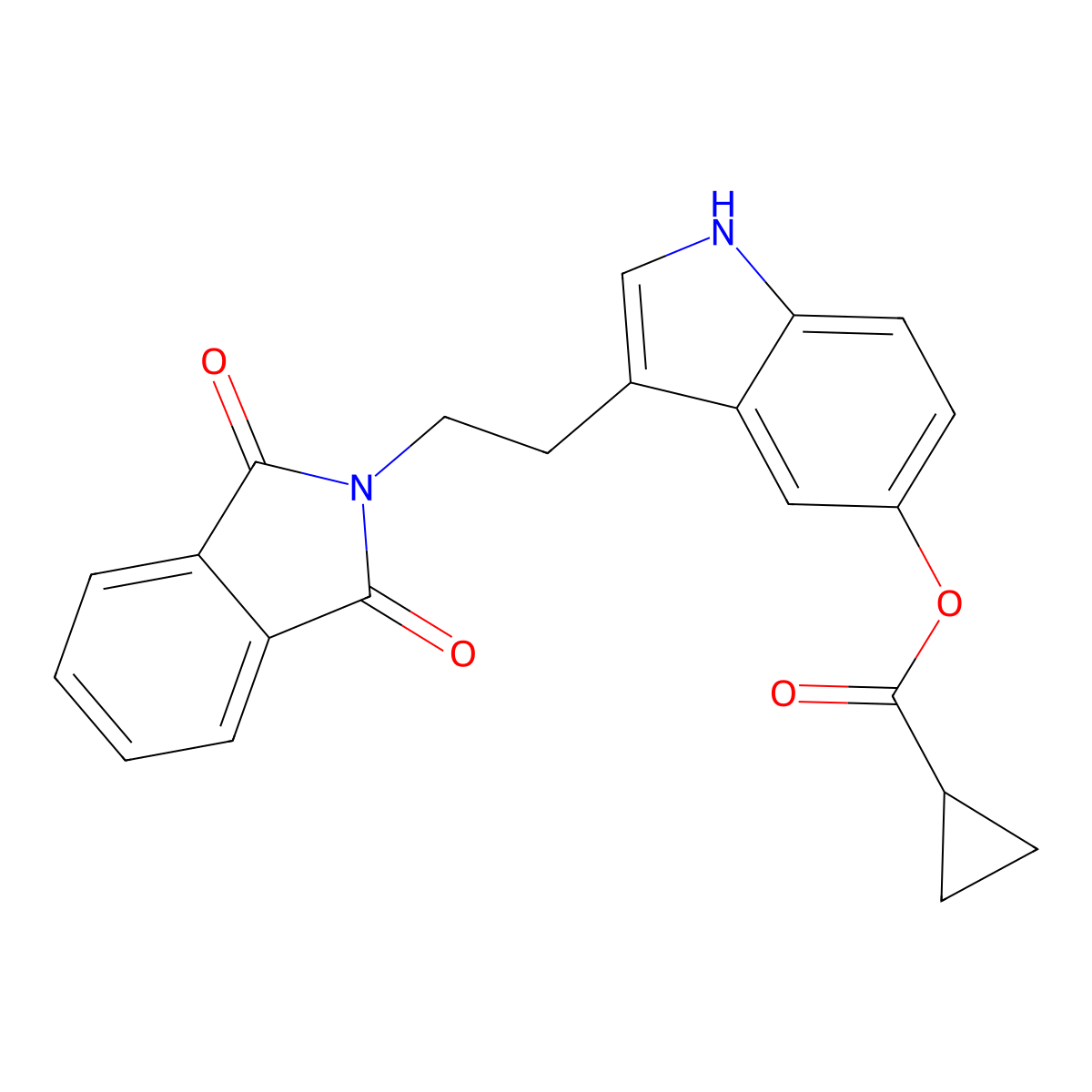 3-(2-(1,3-dioxoisoindolin-2-yl)ethyl)-1H-indol-5-yl cyclopropanecarboxylate molecular structure, CAS 313373-76-1