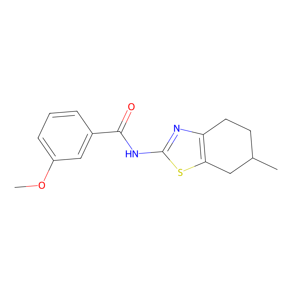 3-methoxy-N-(6-methyl-4,5,6,7-tetrahydro-1,3-benzothiazol-2-yl)benzamide molecular structure, CAS 313374-18-4