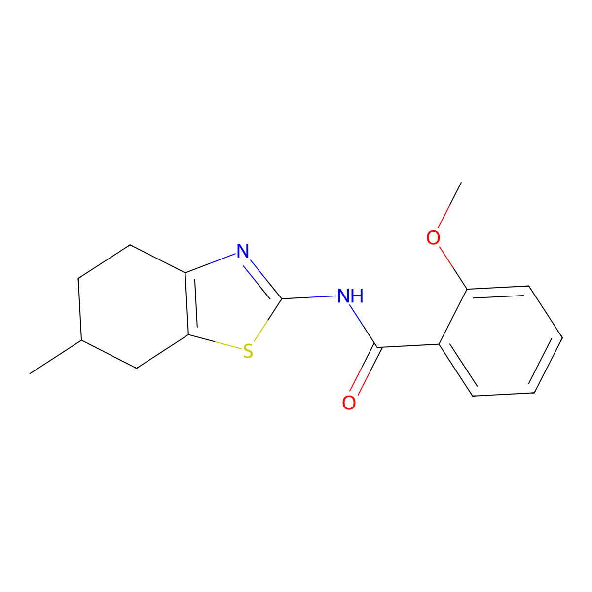 2-methoxy-N-(6-methyl-4,5,6,7-tetrahydrobenzo[d]thiazol-2-yl)benzamide molecular structure, CAS 313374-19-5