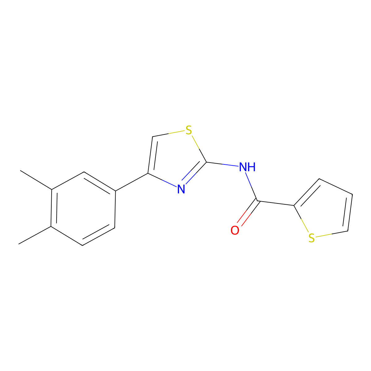 N-[4-(3,4-dimethylphenyl)-1,3-thiazol-2-yl]thiophene-2-carboxamide molecular structure, CAS 313374-94-6