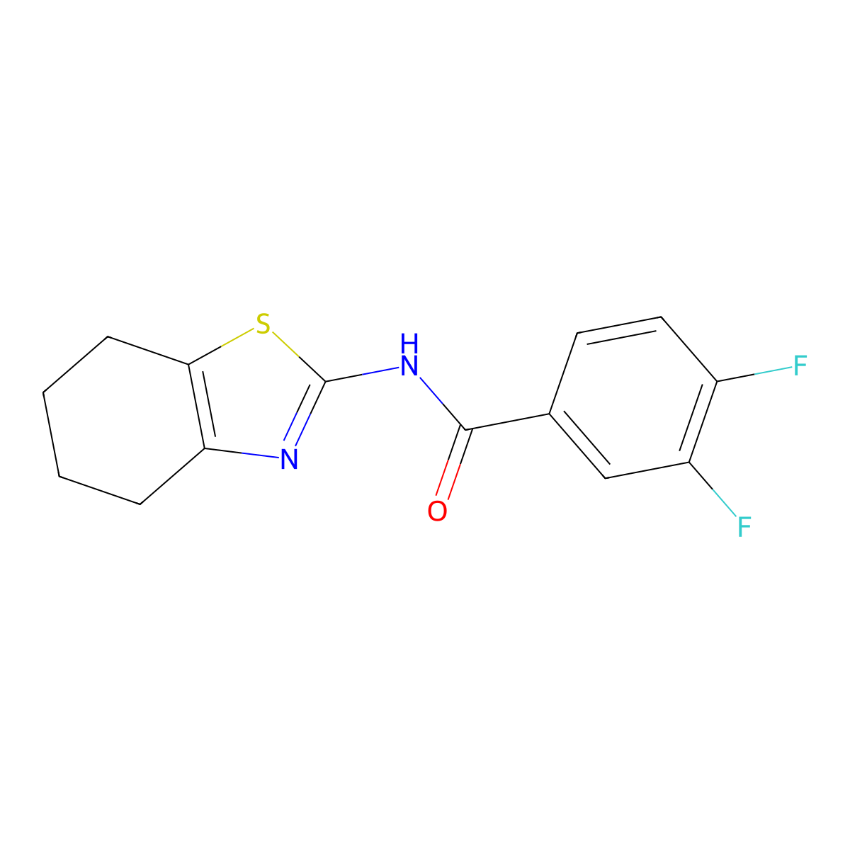 3,4-difluoro-N-(4,5,6,7-tetrahydro-1,3-benzothiazol-2-yl)benzamide molecular structure, CAS 313374-98-0