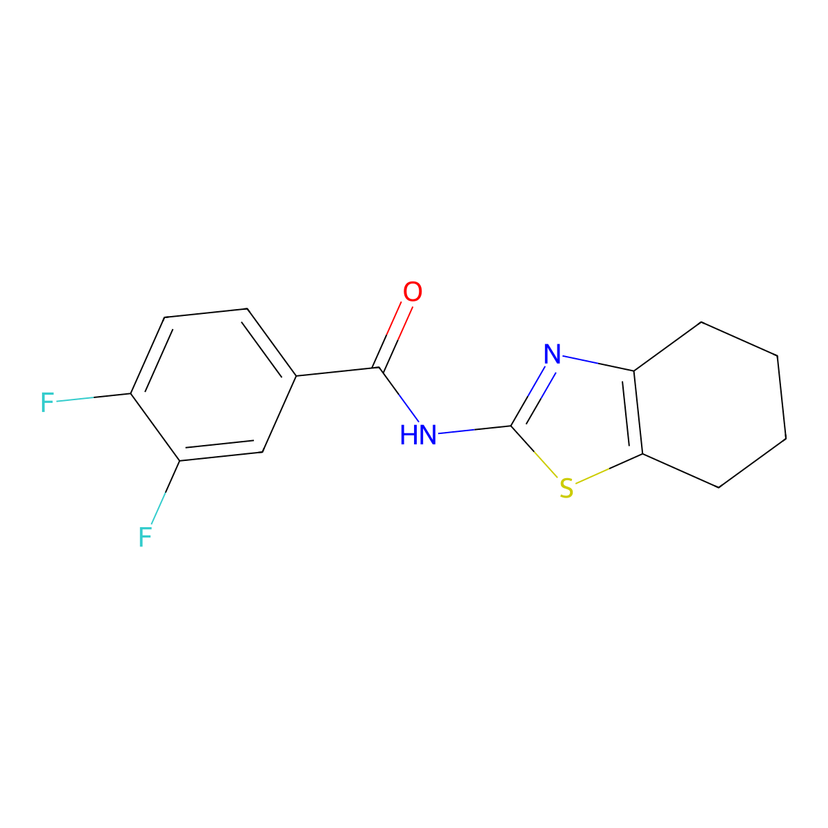 3,4-difluoro-N-(4,5,6,7-tetrahydro-1,3-benzothiazol-2-yl)benzamide molecular structure, CAS 313374-98-0