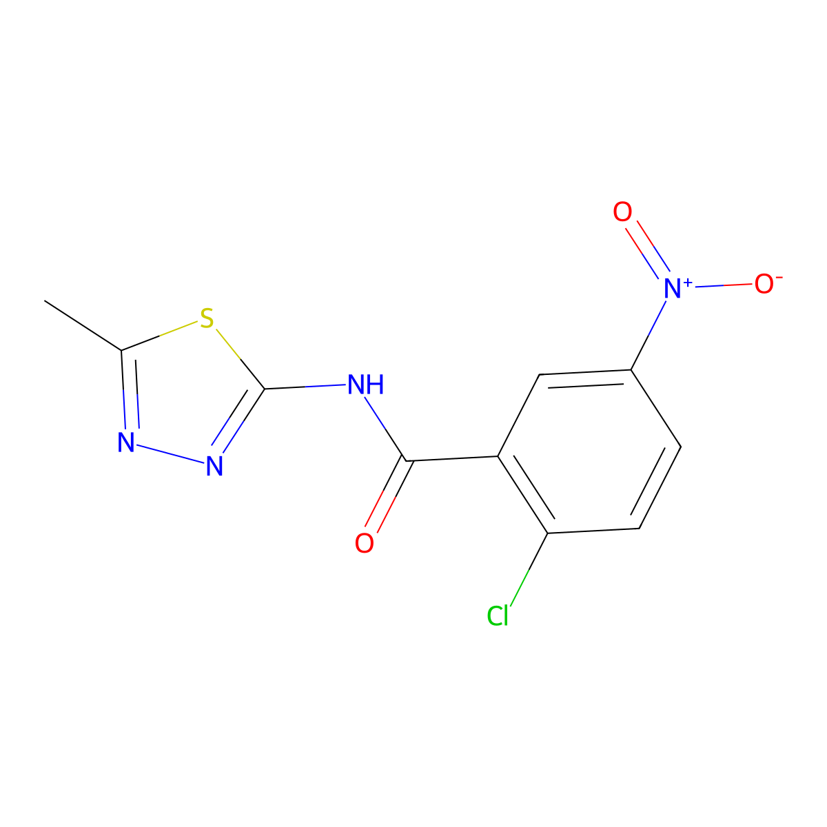 2-chloro-N-(5-methyl-1,3,4-thiadiazol-2-yl)-5-nitrobenzamide molecular structure, CAS 313375-39-2