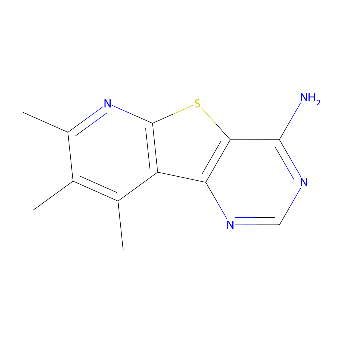 7,8,9-Trimethylpyrido[2,3]thieno[2,4-d]pyrimidin-4-amine molecular structure, CAS 313375-55-2