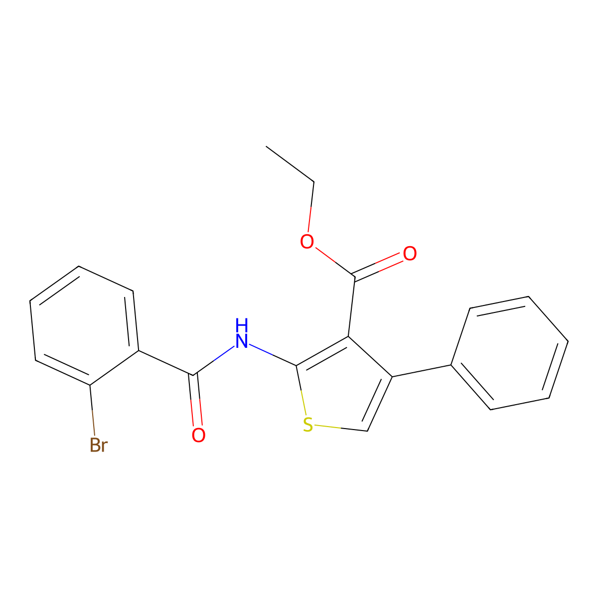 Ethyl 2-{[(2-bromophenyl)carbonyl]amino}-4-phenylthiophene-3-carboxylate molecular structure, CAS 313375-64-3
