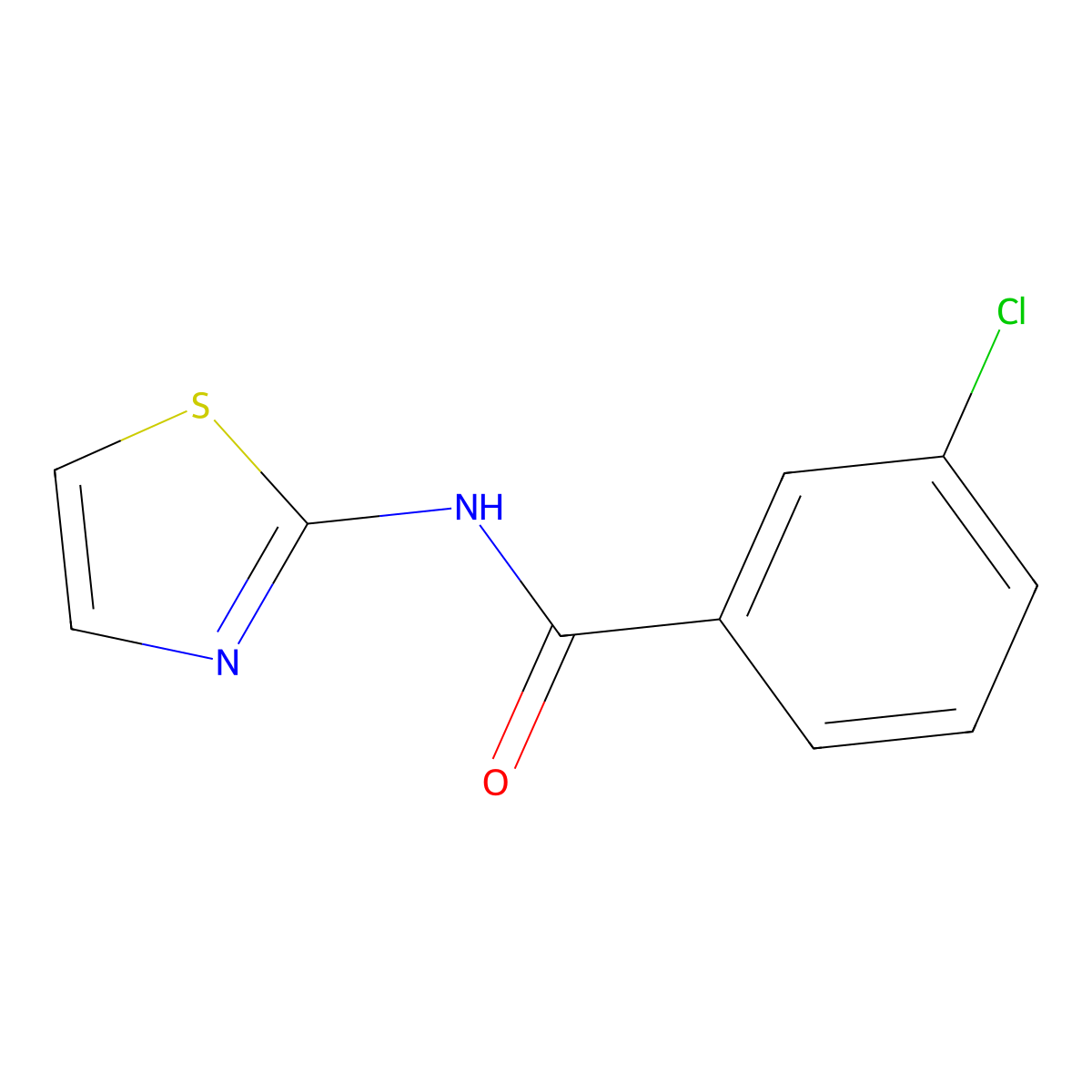 3-chloro-N-(1,3-thiazol-2-yl)benzamide molecular structure, CAS 313375-93-8