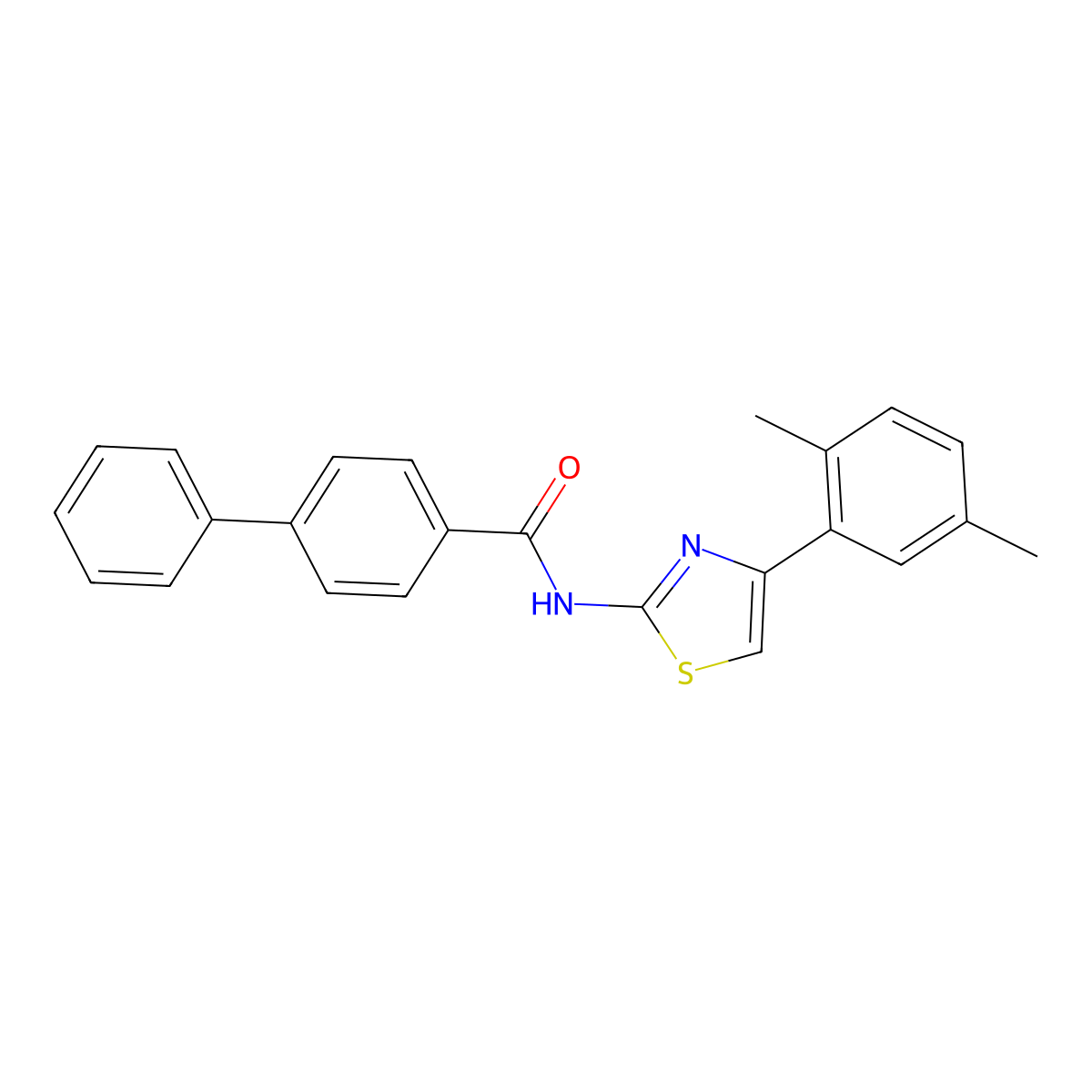 N-[4-(2,5-dimethylphenyl)-1,3-thiazol-2-yl]-4-phenylbenzamide molecular structure, CAS 313376-13-5