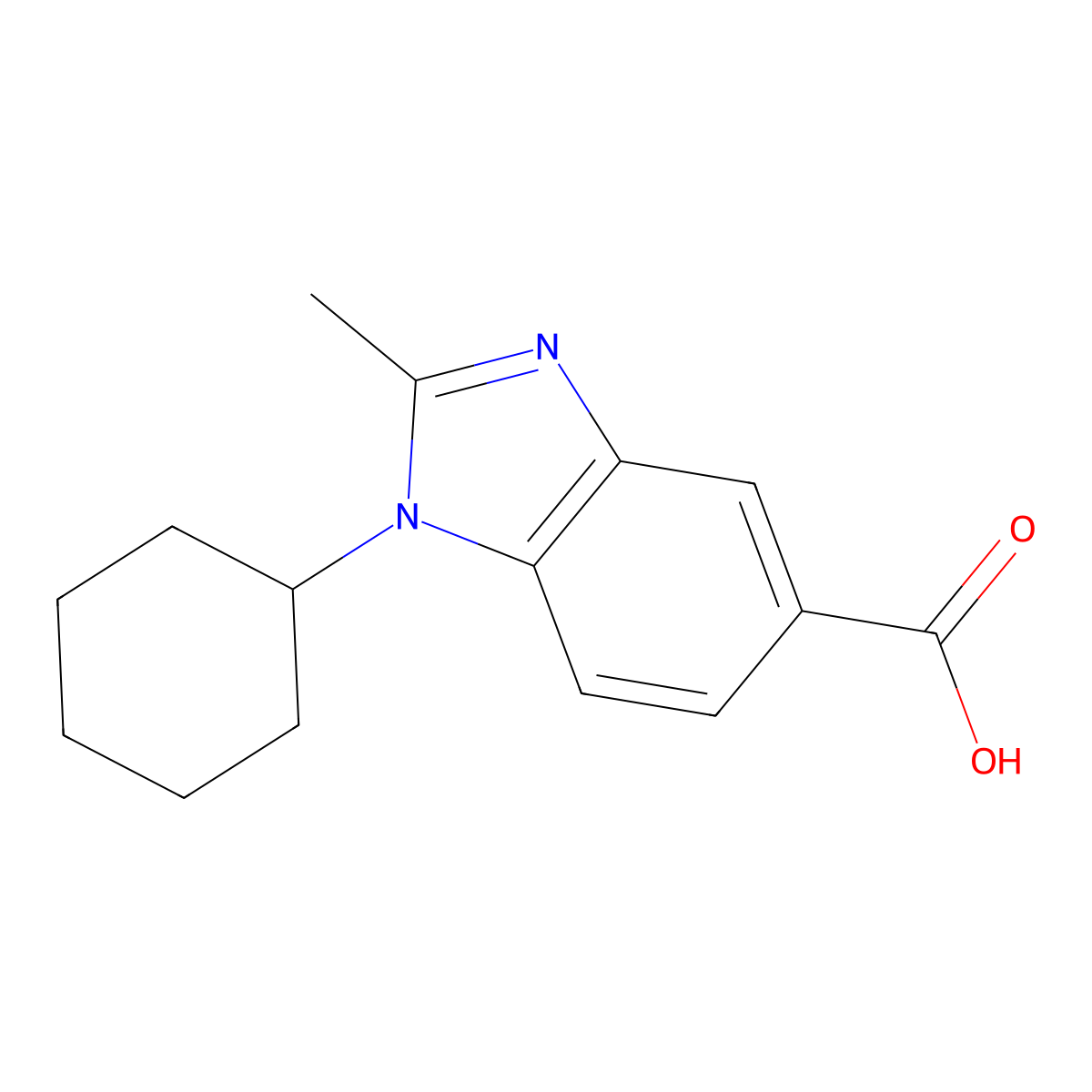 1-Cyclohexyl-2-methyl-1H-benzoimidazole-5-carboxylic acid molecular structure, CAS 313376-16-8