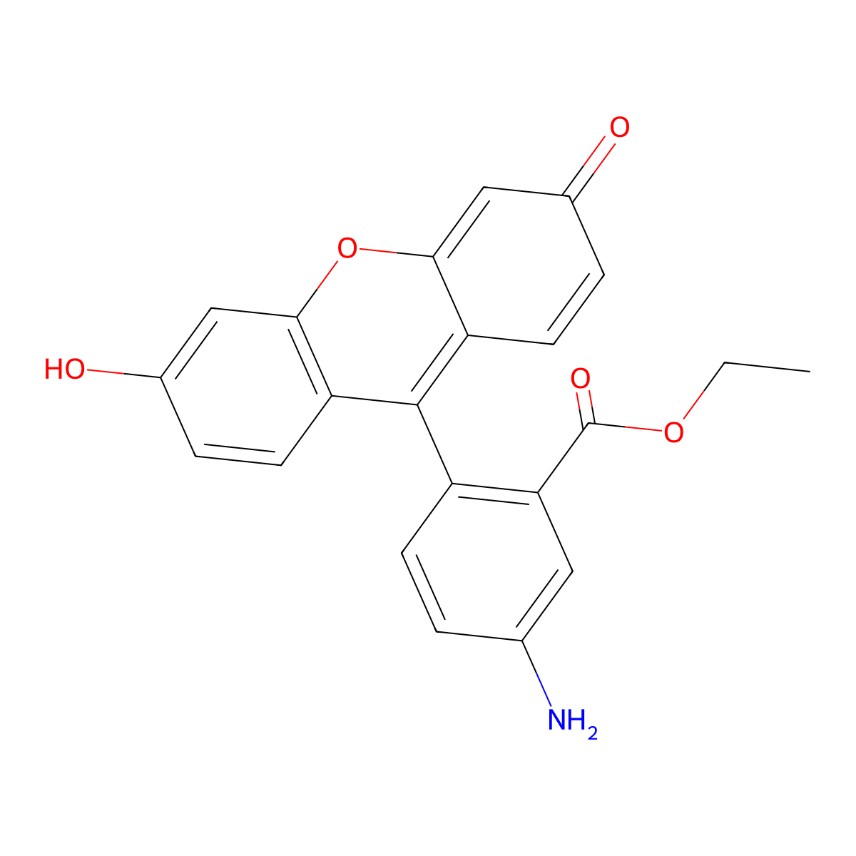 Benzoic acid, 5-amino-2-(6-hydroxy-3-oxo-3H-xanthen-9-yl)-, ethyl ester molecular structure, CAS 313376-39-5
