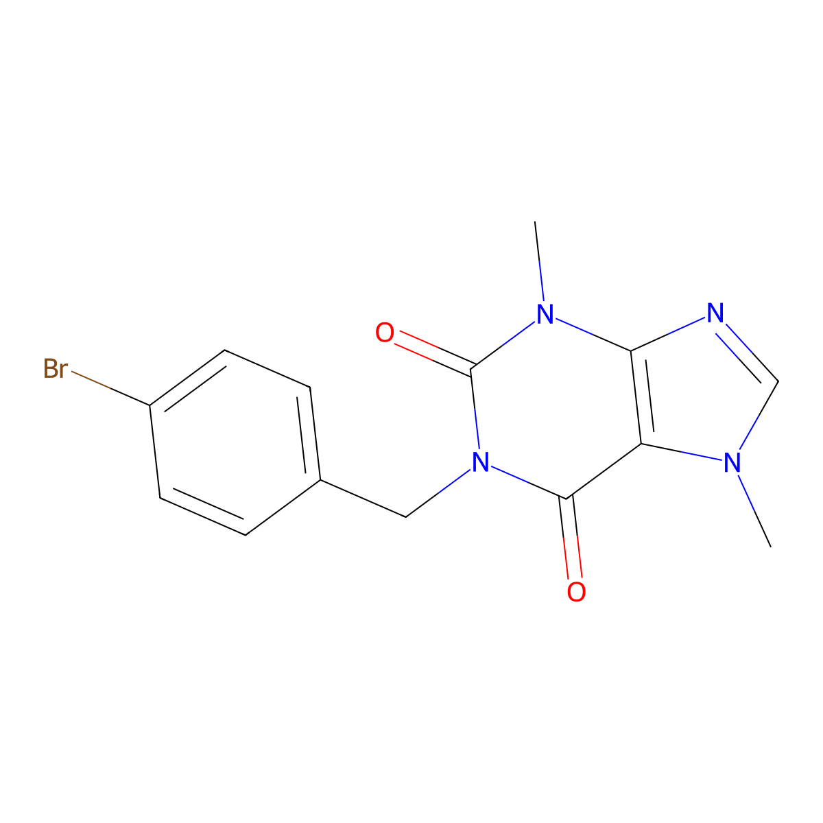 1-[(4-Bromophenyl)methyl]-3,7-dimethylpurine-2,6-dione molecular structure, CAS 313376-64-6