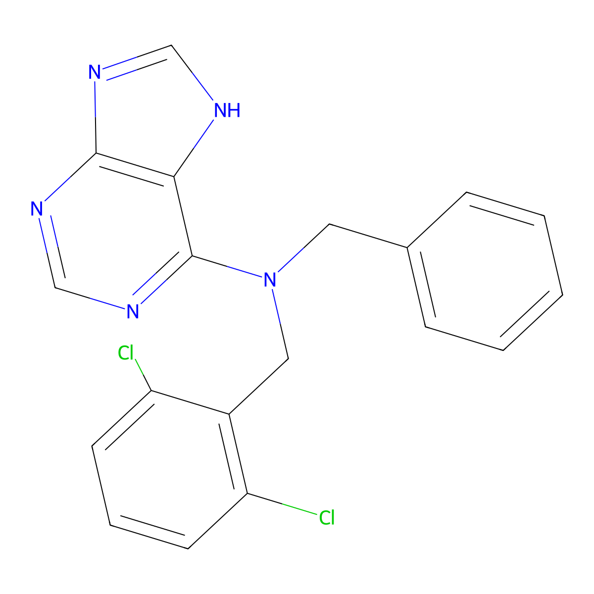 N-benzyl-N-(2,6-dichlorobenzyl)-7H-purin-6-amine molecular structure, CAS 313376-66-8