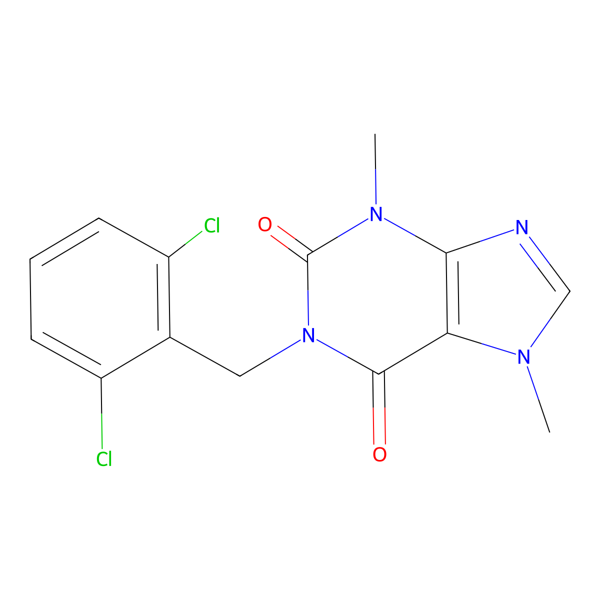 1-[(2,6-Dichlorophenyl)methyl]-3,7-dimethylpurine-2,6-dione molecular structure, CAS 313376-69-1