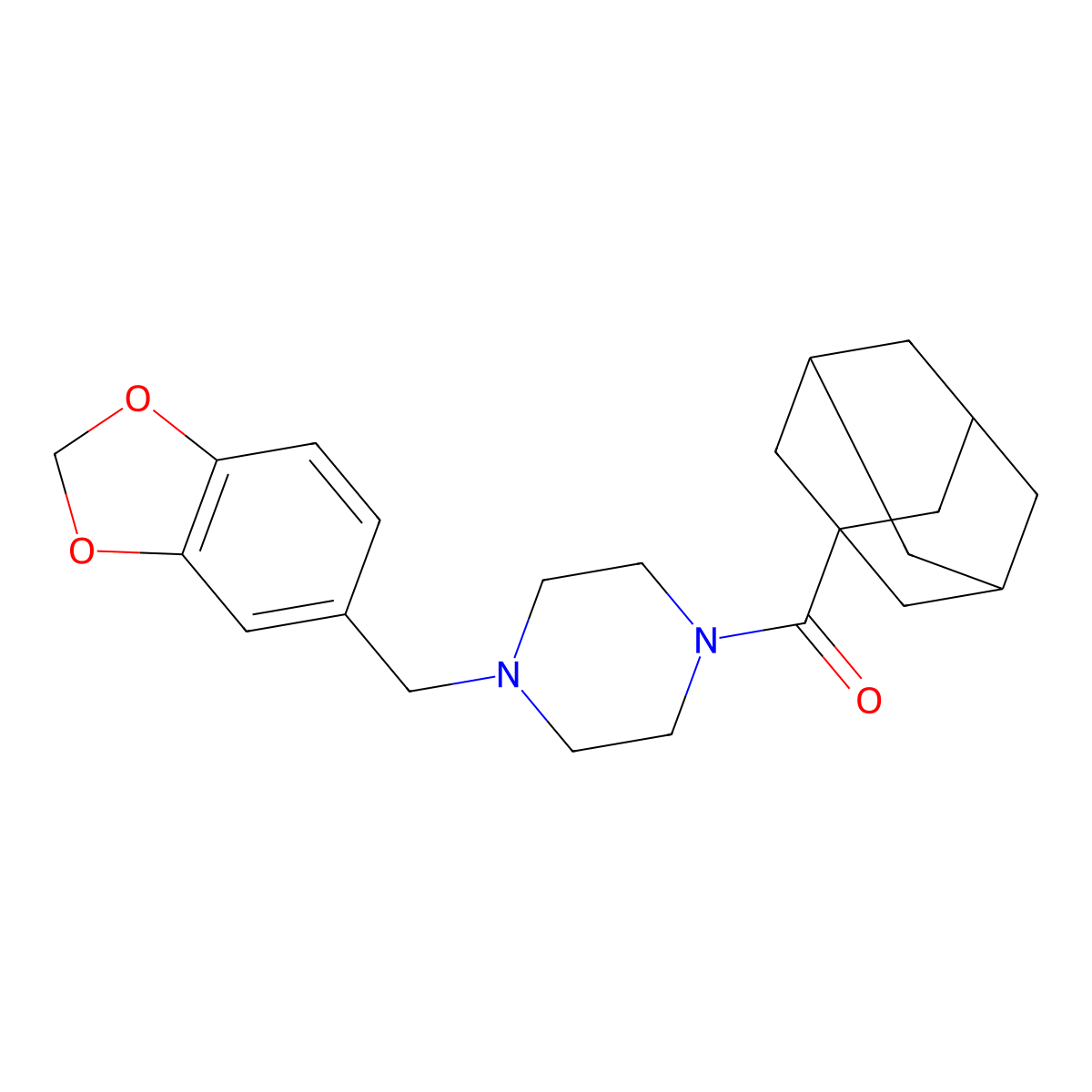 1-(adamantane-1-carbonyl)-4-[(2H-1,3-benzodioxol-5-yl)methyl]piperazine molecular structure, CAS 313377-06-9