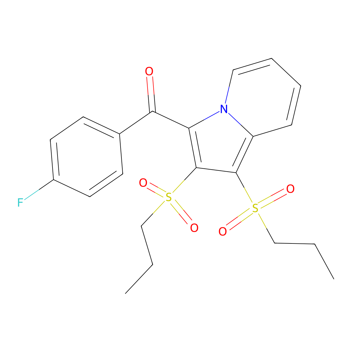 (1,2-Bis(propylsulfonyl)indolizin-3-yl)(4-fluorophenyl)methanone molecular structure, CAS 313377-20-7