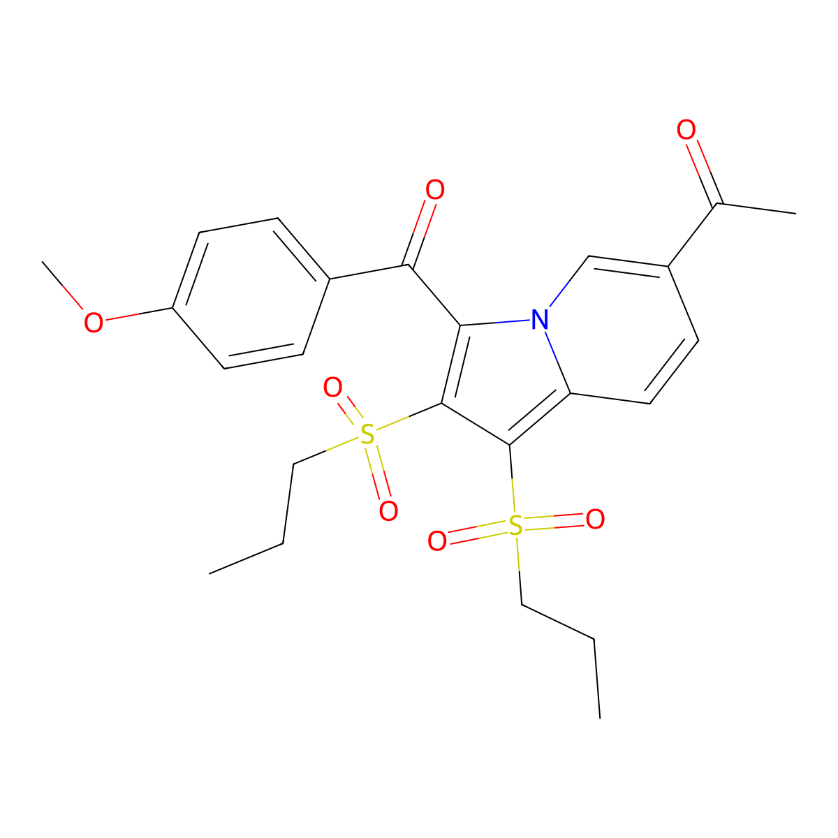1-[3-(4-Methoxybenzoyl)-1,2-bis(propylsulfonyl)indolizin-6-yl]ethanone molecular structure, CAS 313377-28-5