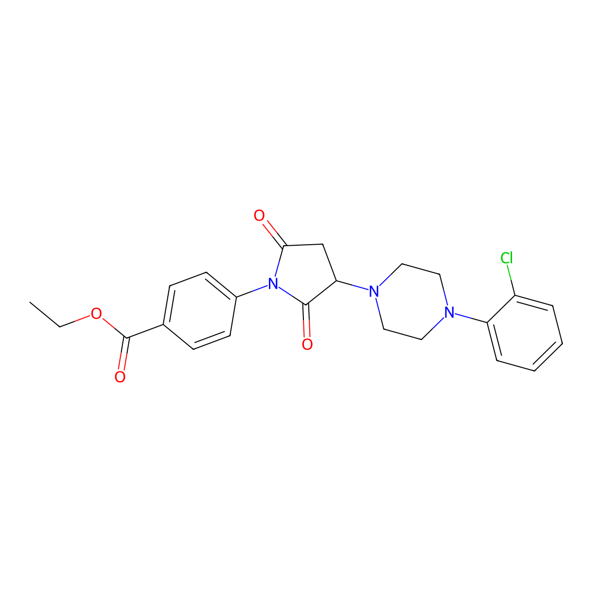 Ethyl 4-{3-[4-(2-chlorophenyl)piperazin-1-yl]-2,5-dioxopyrrolidin-1-yl}benzoate molecular structure, CAS 313377-57-0