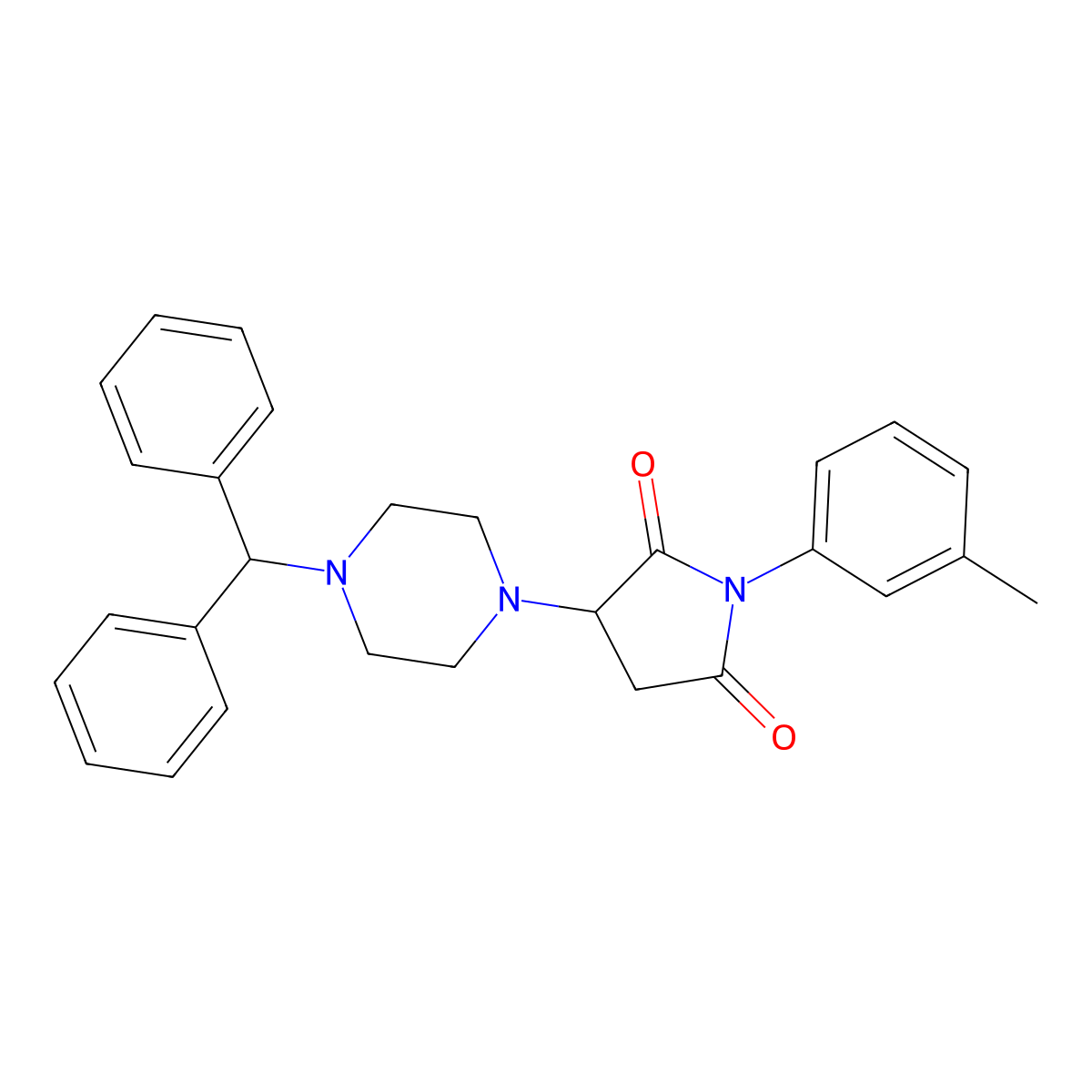 3-(4-Benzhydrylpiperazin-1-yl)-1-(3-methylphenyl)pyrrolidine-2,5-dione molecular structure, CAS 313377-69-4