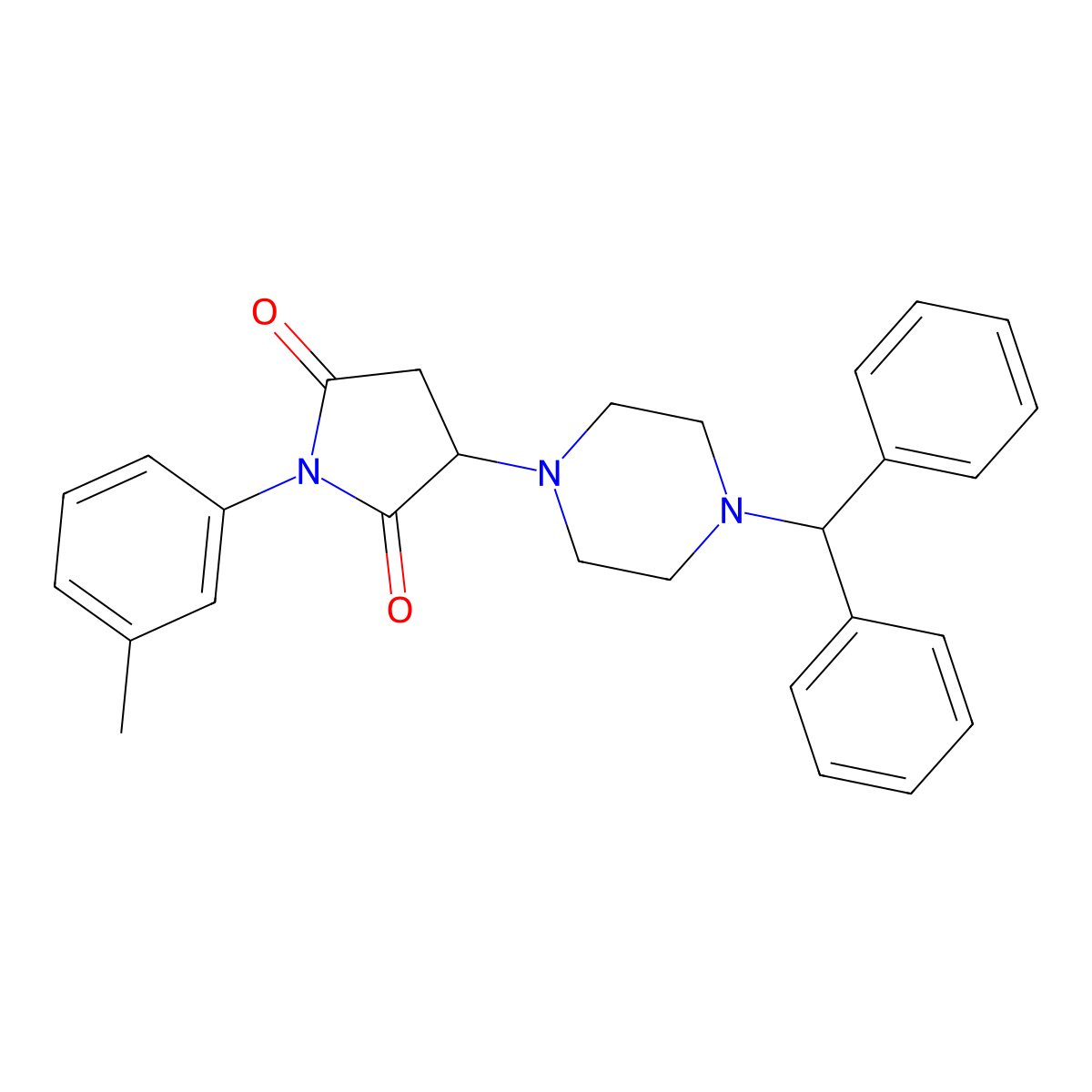 3-(4-Benzhydrylpiperazin-1-yl)-1-(3-methylphenyl)pyrrolidine-2,5-dione molecular structure, CAS 313377-69-4