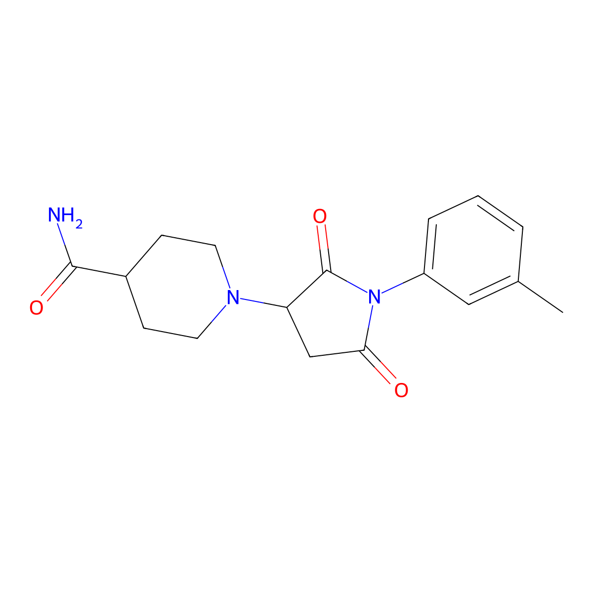 1-[1-(3-Methylphenyl)-2,5-dioxopyrrolidin-3-yl]piperidine-4-carboxamide molecular structure, CAS 313377-70-7