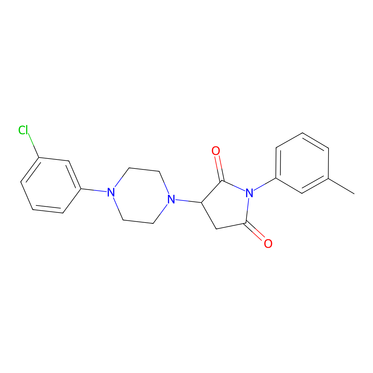 3-[4-(3-Chlorophenyl)piperazin-1-yl]-1-(3-methylphenyl)pyrrolidine-2,5-dione molecular structure, CAS 313377-71-8