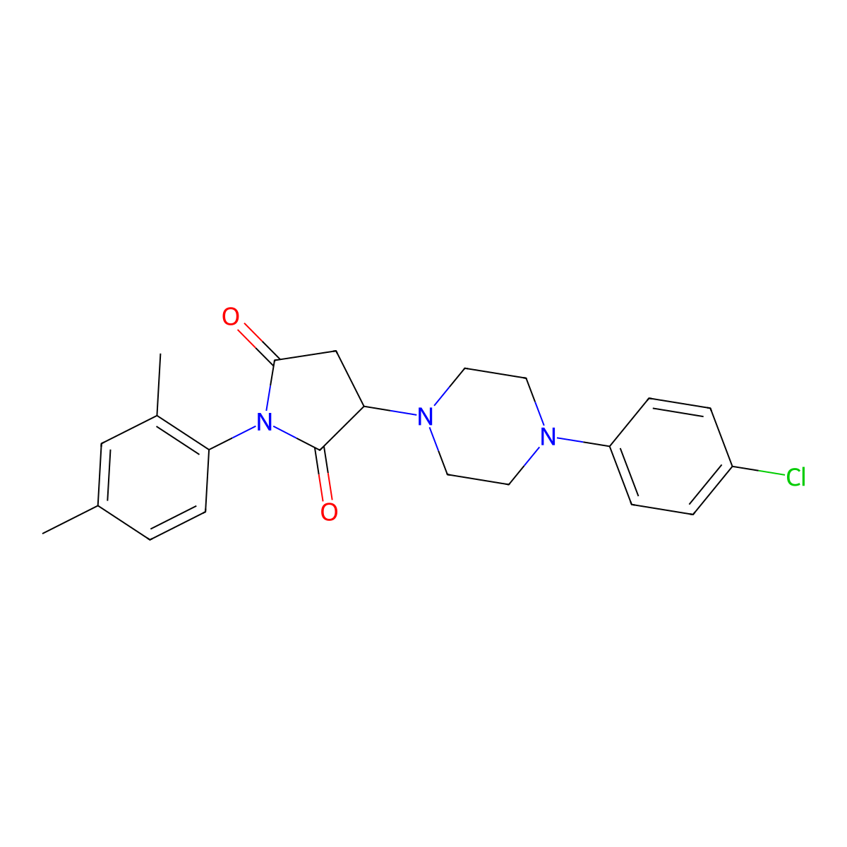 3-[4-(4-Chlorophenyl)piperazin-1-yl]-1-(2,4-dimethylphenyl)pyrrolidine-2,5-dione molecular structure, CAS 313377-74-1