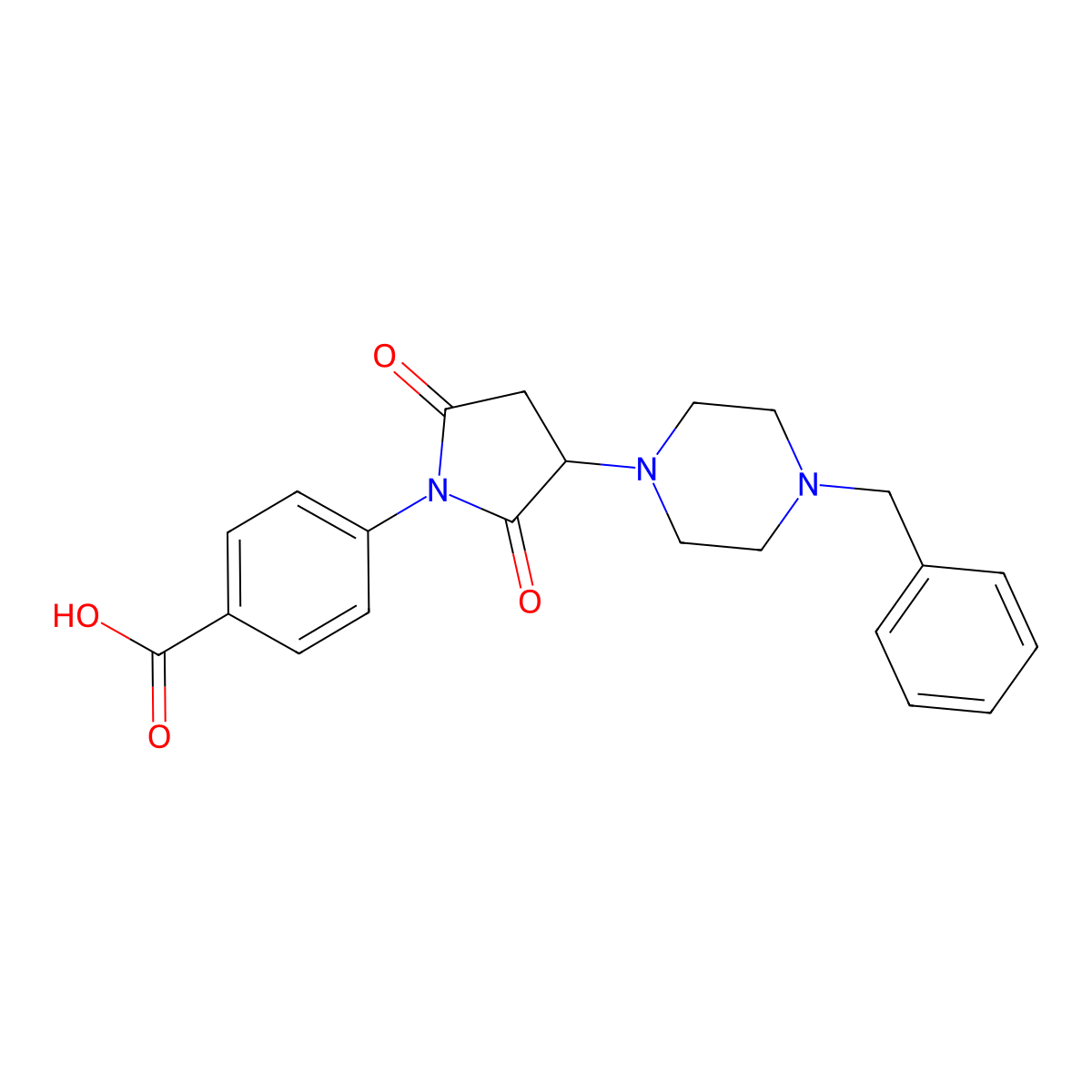 4-[3-(4-Benzylpiperazin-1-yl)-2,5-dioxopyrrolidin-1-yl]benzoic acid molecular structure, CAS 313378-48-2