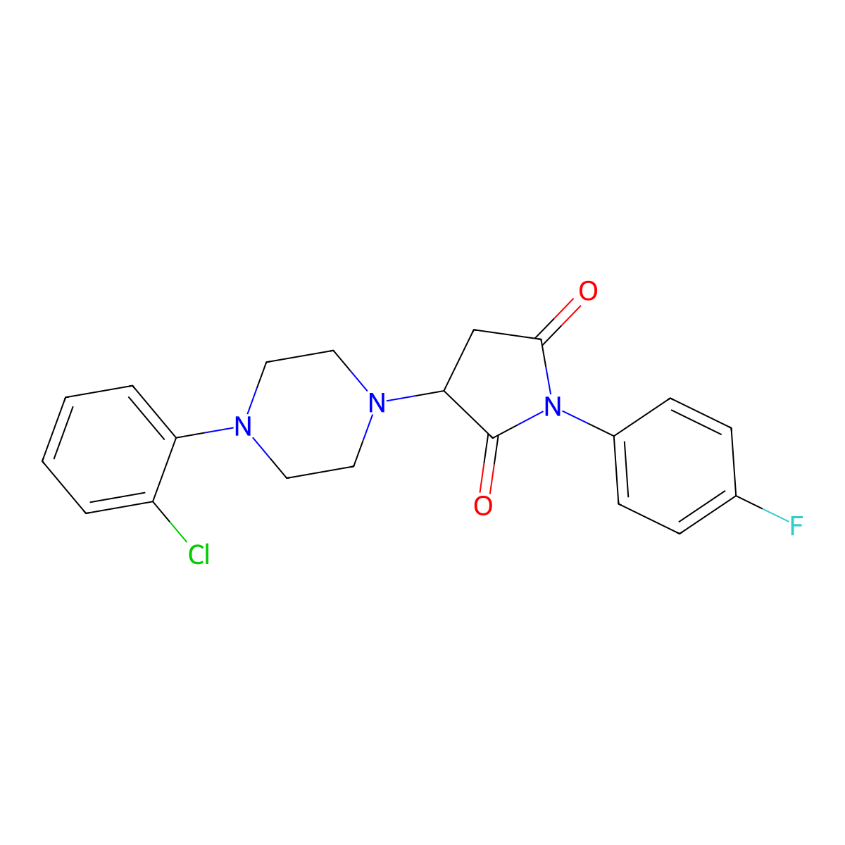 3-[4-(2-Chlorophenyl)piperazin-1-yl]-1-(4-fluorophenyl)pyrrolidine-2,5-dione molecular structure, CAS 313378-53-9