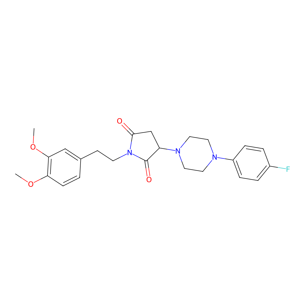 1-[2-(3,4-Dimethoxyphenyl)ethyl]-3-[4-(4-fluorophenyl)piperazin-1-yl]pyrrolidine-2,5-dione molecular structure, CAS 313378-56-2