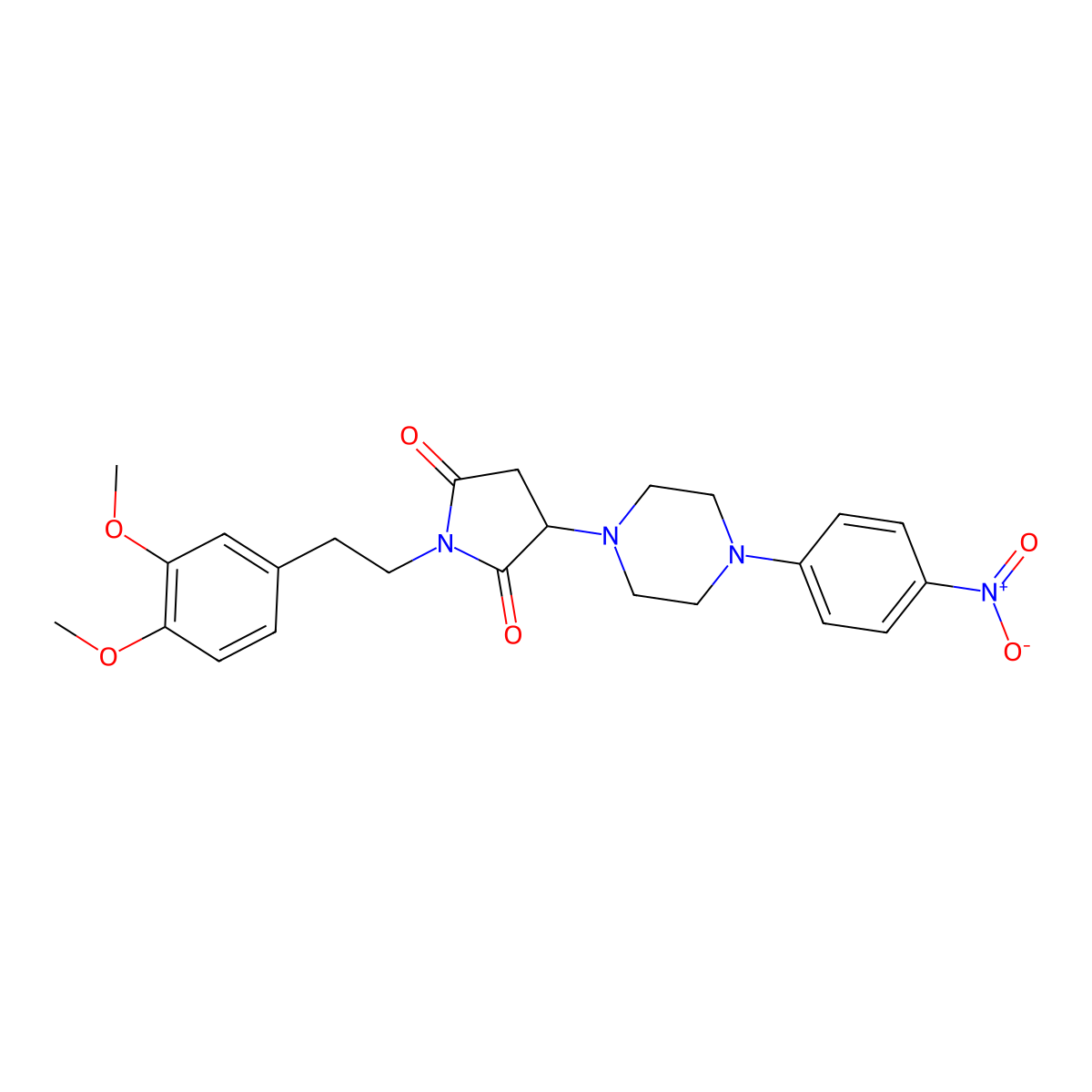 1-[2-(3,4-Dimethoxyphenyl)ethyl]-3-[4-(4-nitrophenyl)piperazin-1-yl]pyrrolidine-2,5-dione molecular structure, CAS 313378-60-8