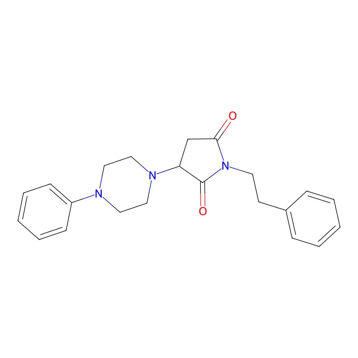 1-Phenethyl-3-(4-phenylpiperazin-1-yl)pyrrolidine-2,5-dione molecular structure, CAS 313378-68-6