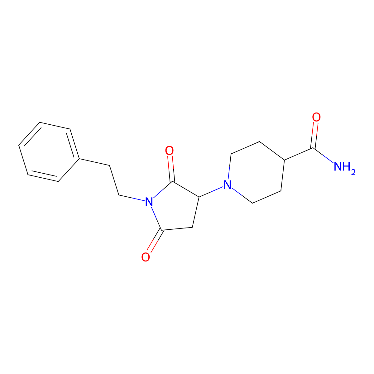 1-[2,5-Dioxo-1-(2-phenylethyl)pyrrolidin-3-yl]piperidine-4-carboxamide molecular structure, CAS 313378-71-1