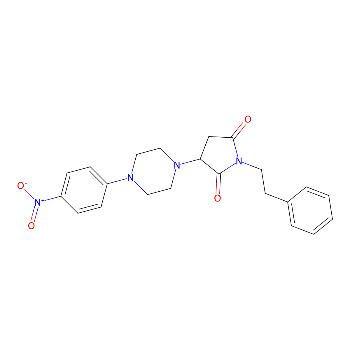 3-[4-(4-Nitrophenyl)piperazin-1-yl]-1-(2-phenylethyl)pyrrolidine-2,5-dione molecular structure, CAS 313378-72-2