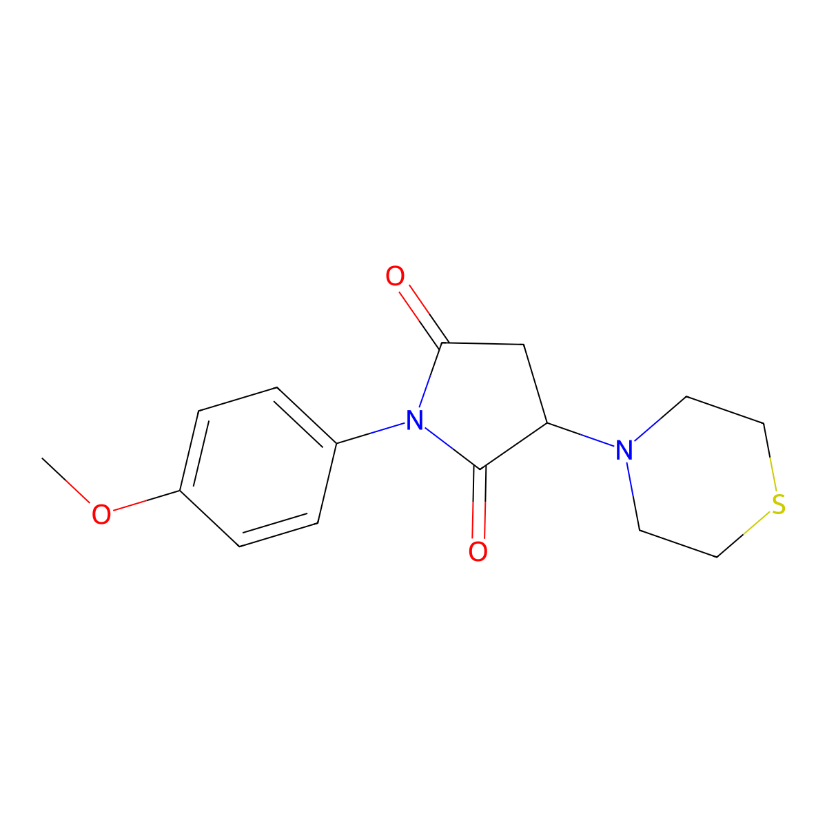 1-(4-Methoxyphenyl)-3-(thiomorpholin-4-yl)pyrrolidine-2,5-dione molecular structure, CAS 313378-75-5