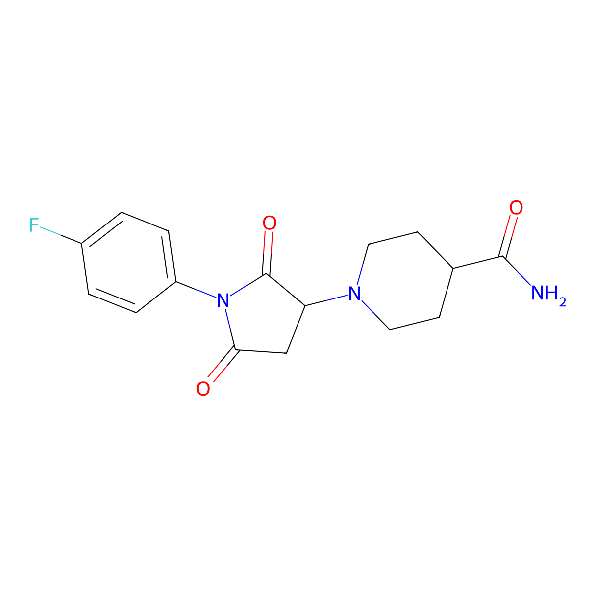 1-[1-(4-Fluorophenyl)-2,5-dioxopyrrolidin-3-yl]piperidine-4-carboxamide molecular structure, CAS 313379-00-9