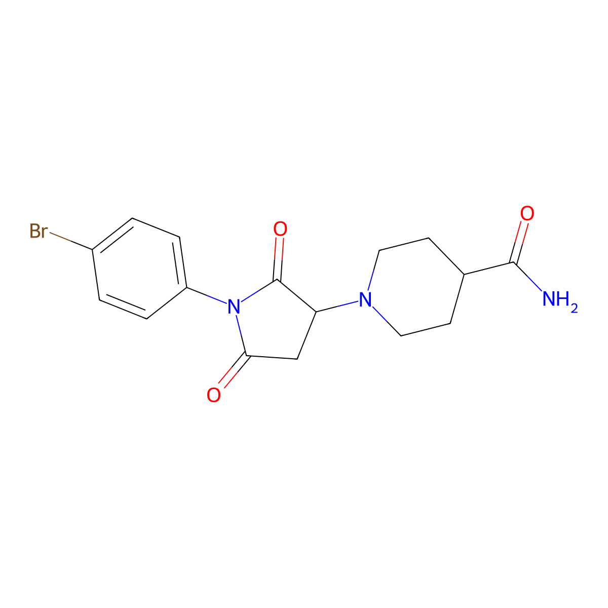 1-[1-(4-Bromophenyl)-2,5-dioxopyrrolidin-3-yl]piperidine-4-carboxamide molecular structure, CAS 313379-01-0