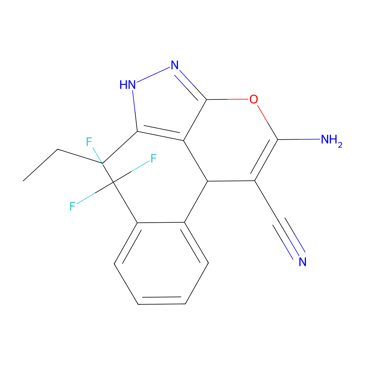 6-Amino-3-propyl-4-[2-(trifluoromethyl)phenyl]-2,4-dihydropyrano[2,3-c]pyrazole-5-carbonitrile molecular structure, CAS 313379-56-5
