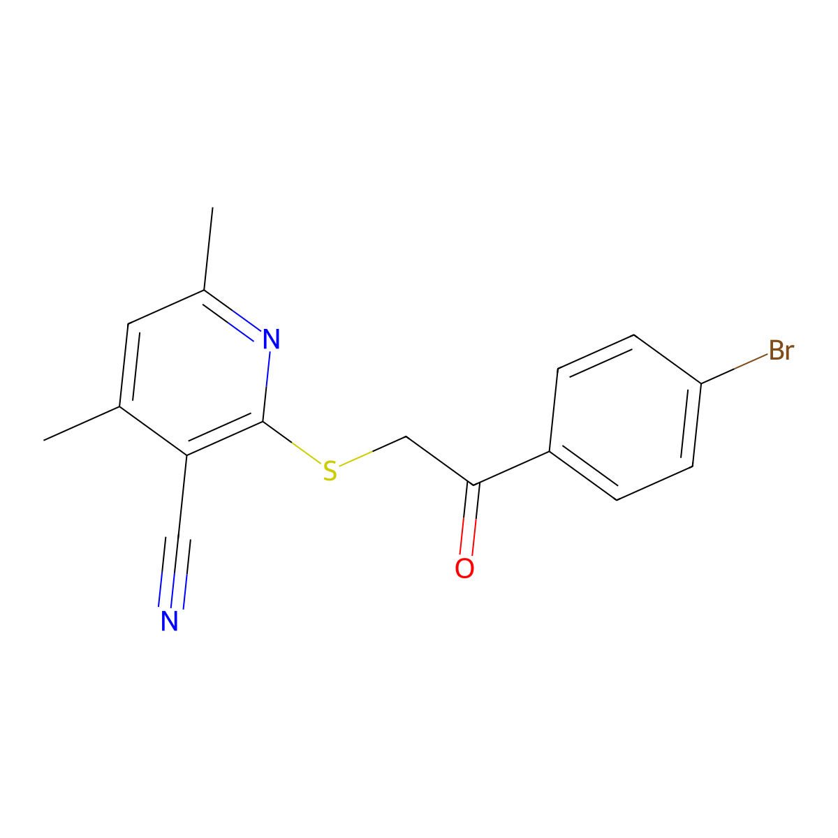 2-[[2-(4-Bromophenyl)-2-oxoethyl]thio]-4,6-dimethyl-3-pyridinecarbonitrile molecular structure, CAS 313379-69-0