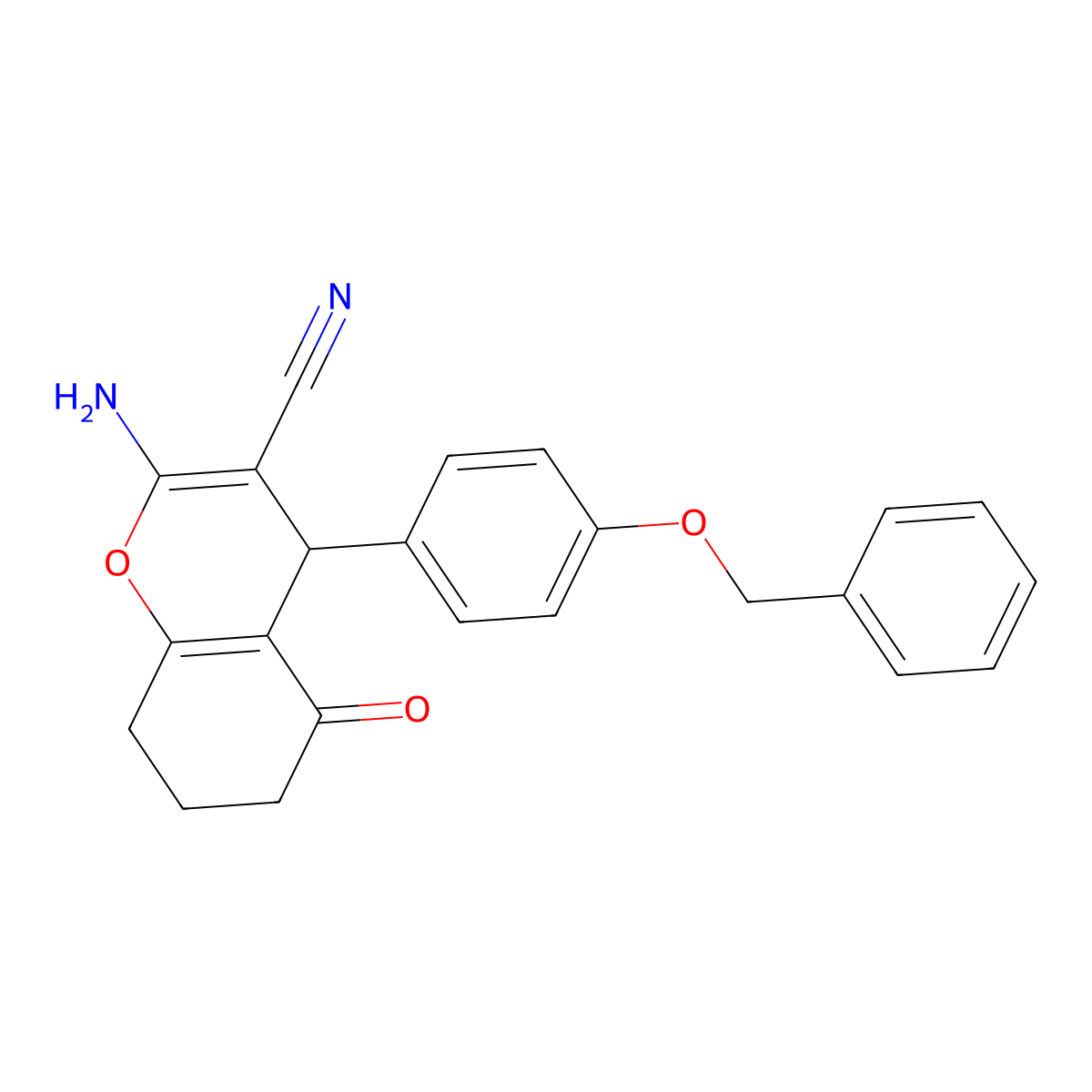 2-amino-4-[4-(benzyloxy)phenyl]-5-oxo-5,6,7,8-tetrahydro-4H-chromene-3-carbonitrile molecular structure, CAS 313379-79-2