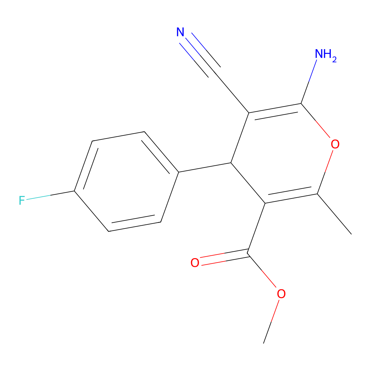 methyl 6-amino-5-cyano-4-(4-fluorophenyl)-2-methyl-4H-pyran-3-carboxylate molecular structure, CAS 313379-89-4