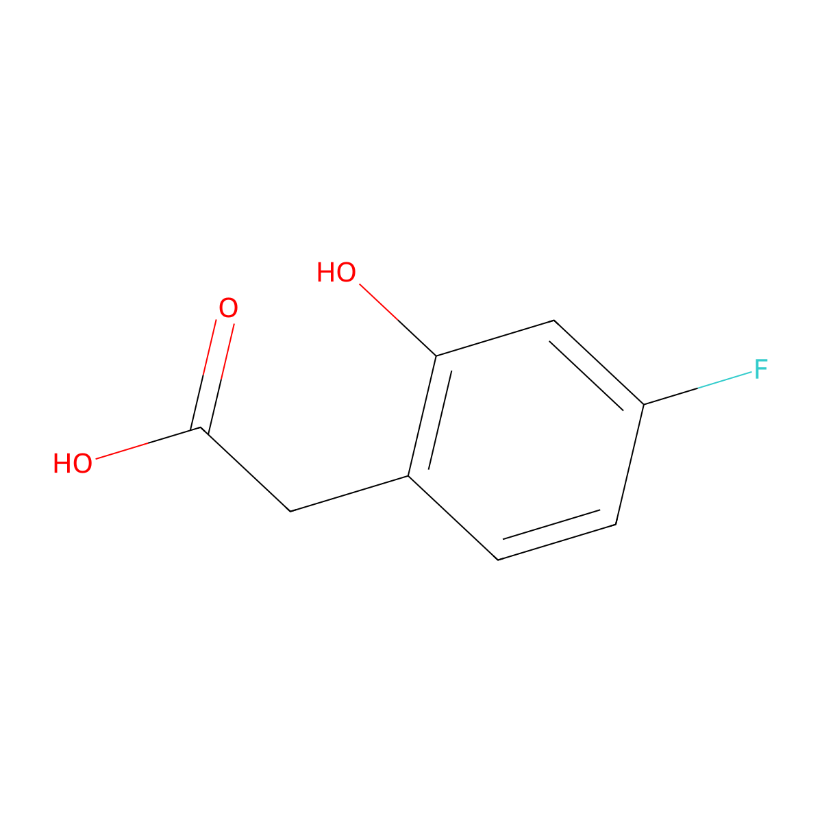 4-Fluoro-2-hydroxyphenylacetic acid molecular structure, CAS 31338-67-7
