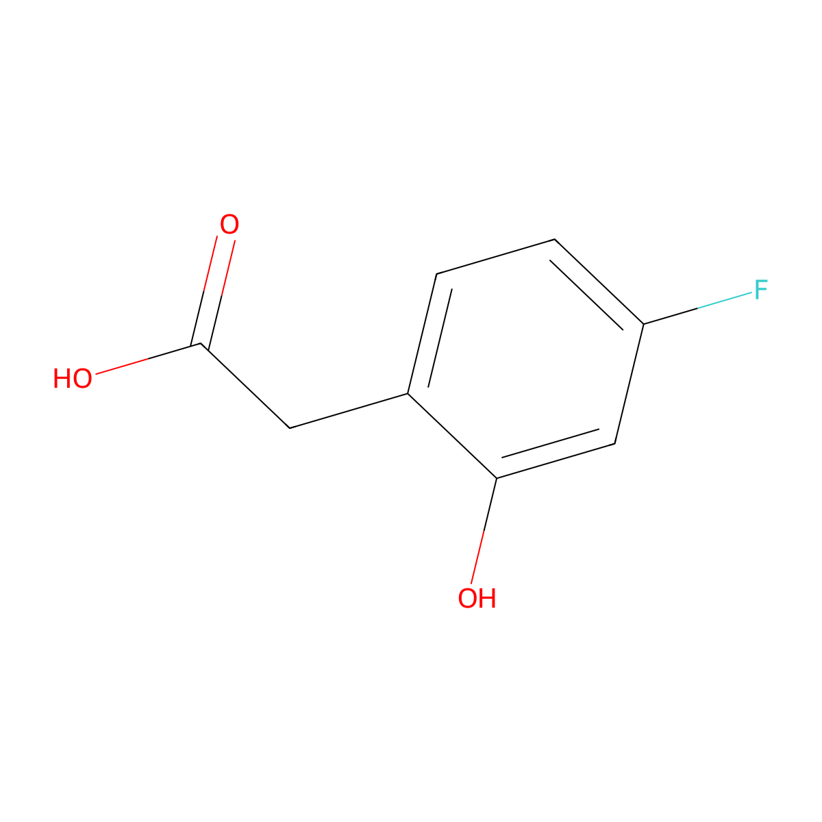 4-Fluoro-2-hydroxyphenylacetic acid molecular structure, CAS 31338-67-7