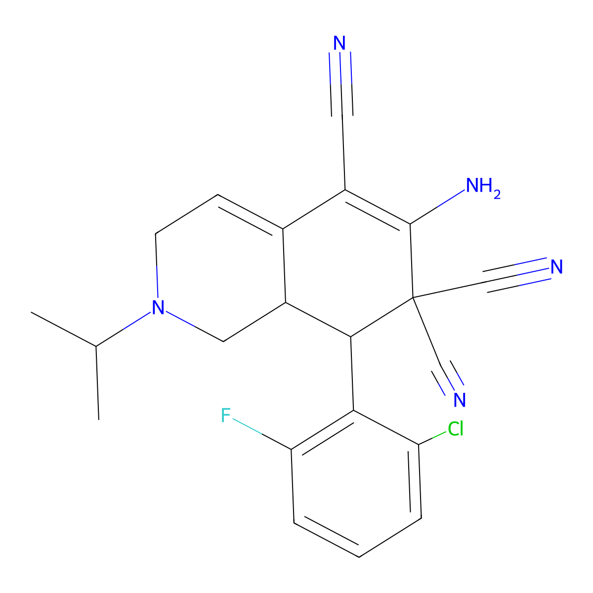 6-Amino-8-(2-chloro-6-fluorophenyl)-2-propan-2-yl-1,3,8,8a-tetrahydroisoquinoline-5,7,7-tricarbonitrile molecular structure, CAS 313380-03-9