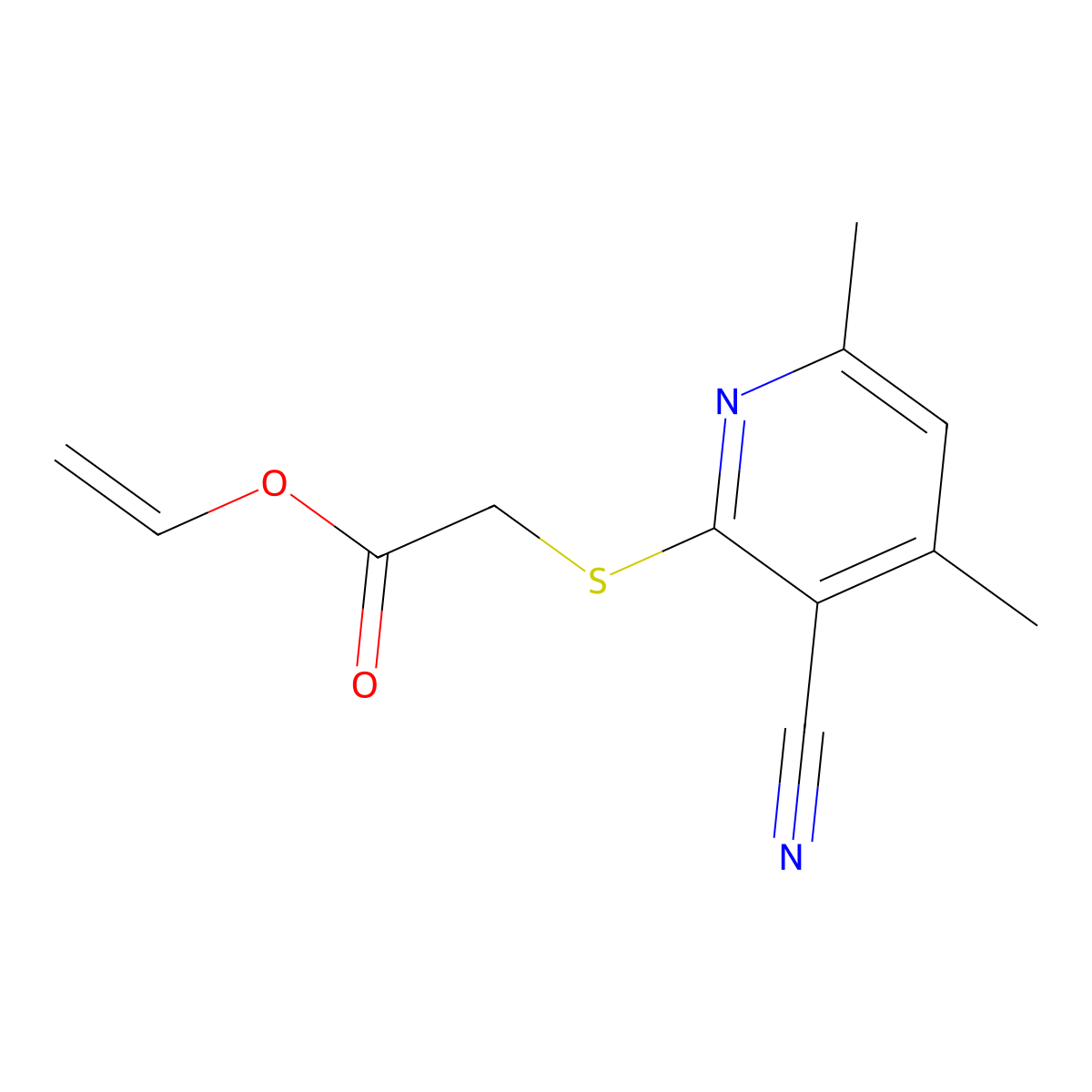 Vinyl 2-(3-cyano-4,6-dimethyl-2-pyridylthio)acetate molecular structure, CAS 313380-06-2