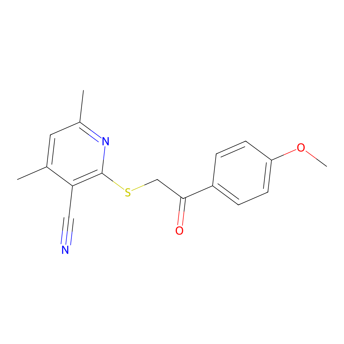 2-[2-(4-Methoxyphenyl)-2-oxoethyl]sulfanyl-4,6-dimethylpyridine-3-carbonitrile molecular structure, CAS 313380-12-0
