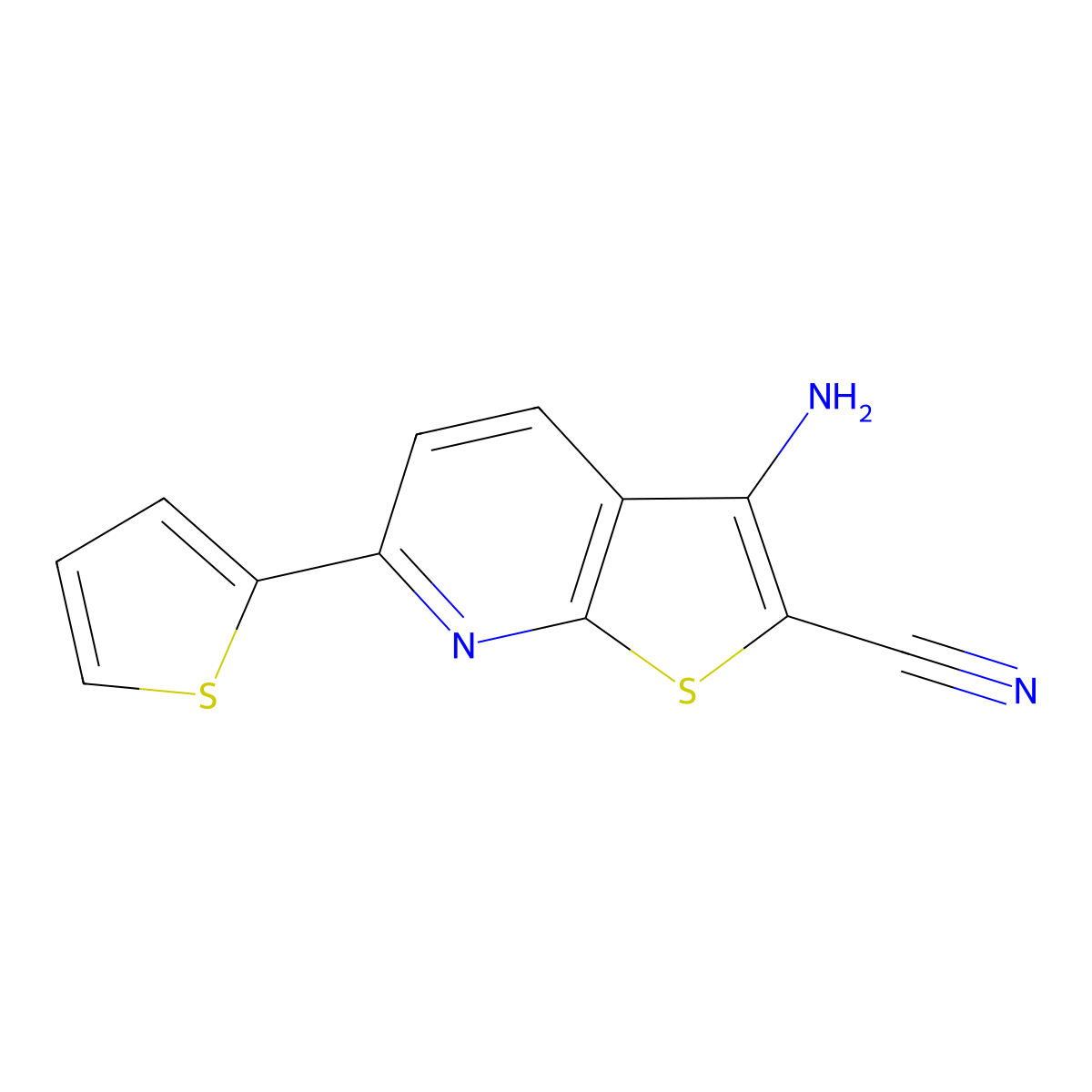 3-Amino-6-(thiophen-2-yl)thieno[2,3-b]pyridine-2-carbonitrile molecular structure, CAS 313380-31-3