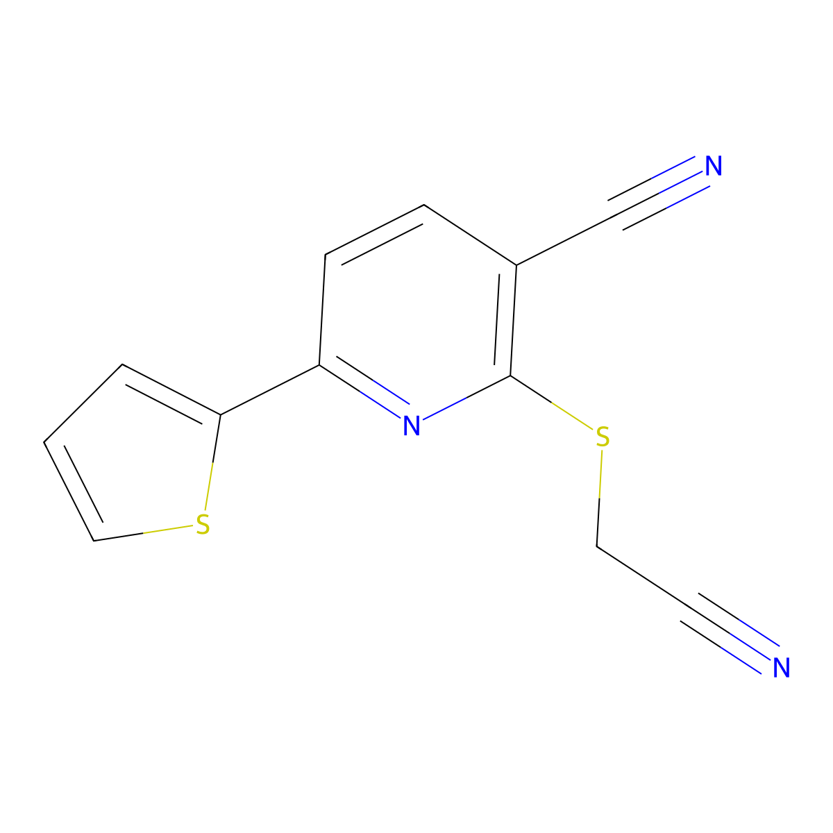 2-[(Cyanomethyl)sulfanyl]-6-(2-thienyl)nicotinonitrile molecular structure, CAS 313380-32-4